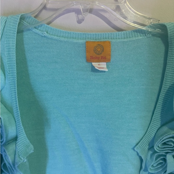 Ruby Rd. Light Blue Ruffle Cardigan - Picture 2 of 3